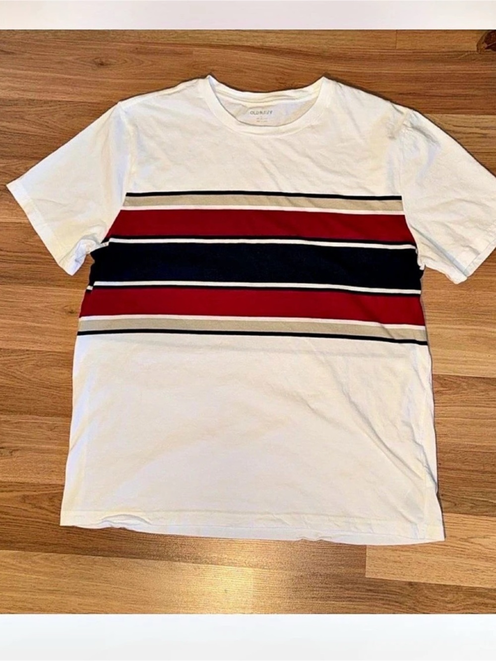 Old Navy Soft-Washed Striped Crew-Neck T-Shirt White & Red Large